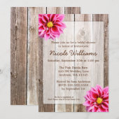 Roze Dahlia Rustic Barn Wood Vrijgezellenfeest Kaart (Voorkant / Achterkant)