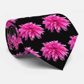 Roze Dahlia Single Elegant Flower Repeat Zwart Stropdas (Opgerold)
