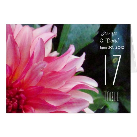 Roze Dahlia-tabelkaart (Voorkant Horizontaal)
