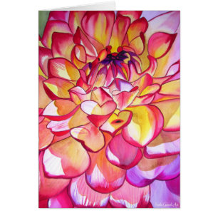 Roze Dahlia waterverf fijne kunst