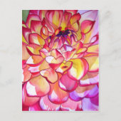 Roze Dahlia waterverf fijne kunst Briefkaart (Voorkant)