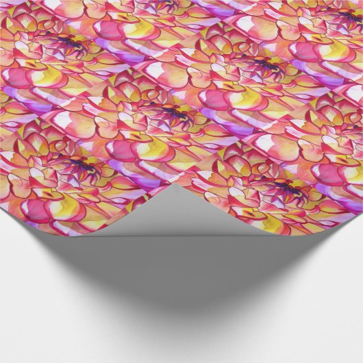 Roze Dahlia waterverf fijne kunst Cadeaupapier (Hoek)