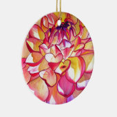 Roze Dahlia waterverf fijne kunst Keramisch Ornament (Rechts)