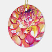 Roze Dahlia waterverf fijne kunst Keramisch Ornament (Links)