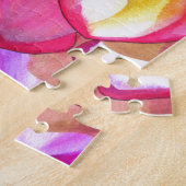 Roze Dahlia waterverf fijne kunst Legpuzzel (Zijkant)