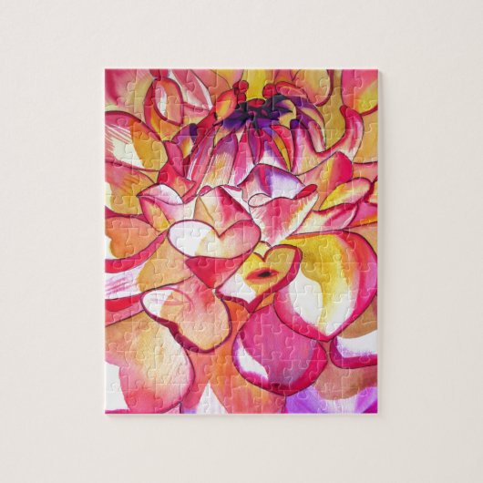Roze Dahlia waterverf fijne kunst Legpuzzel (Verticaal)