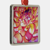 Roze Dahlia waterverf fijne kunst Metalen Ornament (Rechts)