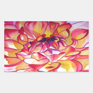 Roze Dahlia waterverf fijne kunst Rechthoekige Sticker