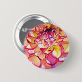 Roze Dahlia waterverf fijne kunst Ronde Button 5,7 Cm (Voorkant /achterkant)