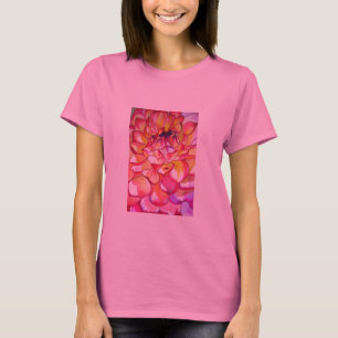 Roze Dahlia waterverf fijne kunst T-shirt