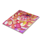 Roze Dahlia waterverf fijne kunst Tegeltje (Zijkant)