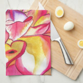 Roze Dahlia waterverf fijne kunst Theedoek (Quarter Fold)