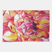 Roze Dahlia waterverf fijne kunst Theedoek (Horizontaal)