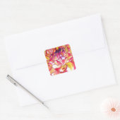Roze Dahlia waterverf fijne kunst Vierkante Sticker (Envelop)