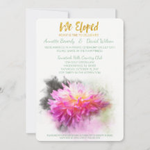 Roze Dahlia We Eloped Uitnodiging Voor Feest Na Tr