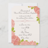 Roze Dahlia Wedding Invitation Kaart (Voorkant)