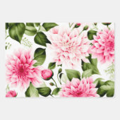  roze dahlias bloemmotief inpakpapier vel (Voorkant)