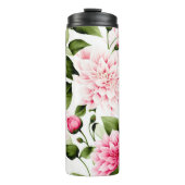  roze dahlias bloemmotief thermosbeker (Voorkant)