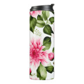  roze dahlias bloemmotief thermosbeker (Gedraaid links)