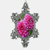 Roze dahlias druk kerstversiering tin sneeuwvlok ornament (Links)