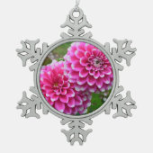 Roze dahlias druk kerstversiering tin sneeuwvlok ornament (Voorkant)
