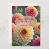 Roze Dahlias Eenvoudige Groet Moederdag Kaart (Voorkant)