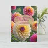 Roze Dahlias Eenvoudige Groet Moederdag Kaart (Staand voorkant)
