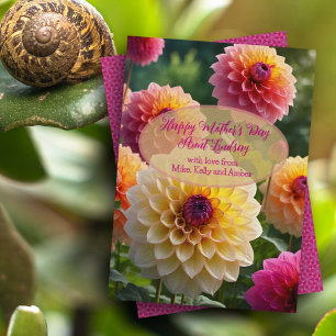 Roze Dahlias Eenvoudige Moederdag Kaart