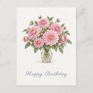 Roze Dahlias Gefeliciteerd Verjaardag Briefkaart