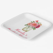 Roze Dahlias Mason Jar Bruidsmeisjesfeest Papieren Bordje (Gebogen)