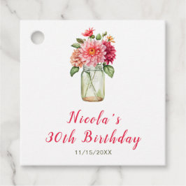 Roze Dahlias Mason Jar Verjaardagsfeest Bedankjes Labels