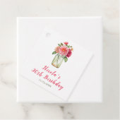 Roze Dahlias Mason Jar Verjaardagsfeest Bedankjes Labels (In situ)