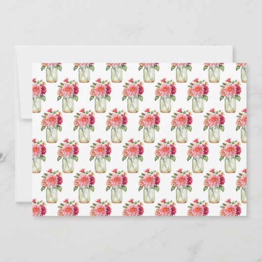 Roze Dahlias Mason Jar Verjaardagsfeest Kaart (Achterkant)
