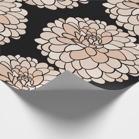 Roze Dahlia's op zwarte achtergrond Cadeaupapier (Hoek)