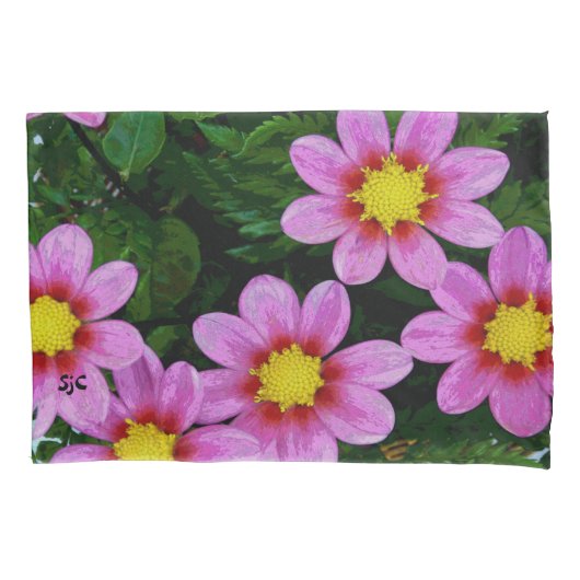 Roze Dahlias Pillowcase Kussensloop (Voorkant)