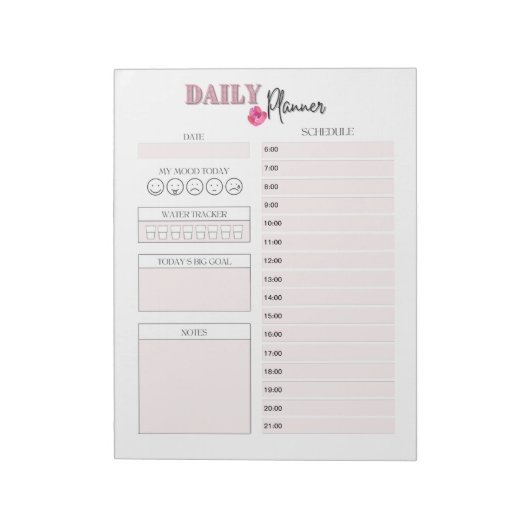 Roze Daily Planner-laptop Notitieblok (Linkerzijde)