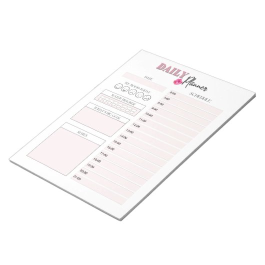 Roze Daily Planner-laptop Notitieblok (Schuin)