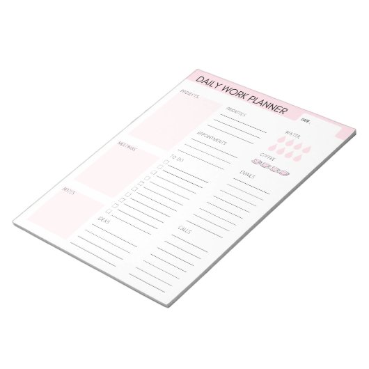Roze Daily WorkPlanner-laptop Notitieblok (Schuin)