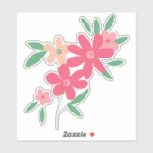 Roze Dainty Flower Motif Sticker (Vel)