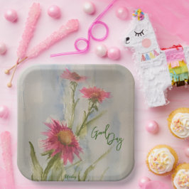 Roze Daises papieren platen Bordje