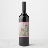 Roze Daises Wijnlabel Wijn Etiket (Voorkant)