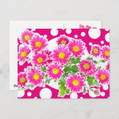 Roze Daisies / Asters Bouquet + jouw ideeën Briefkaart (Voorkant / Achterkant)
