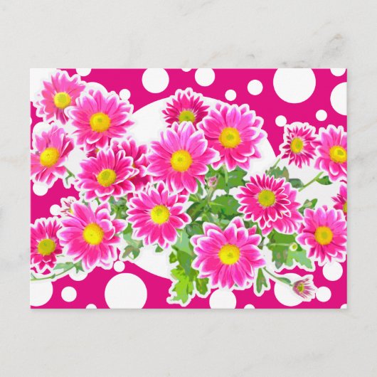 Roze Daisies / Asters Bouquet + jouw ideeën Briefkaart (Voorkant)