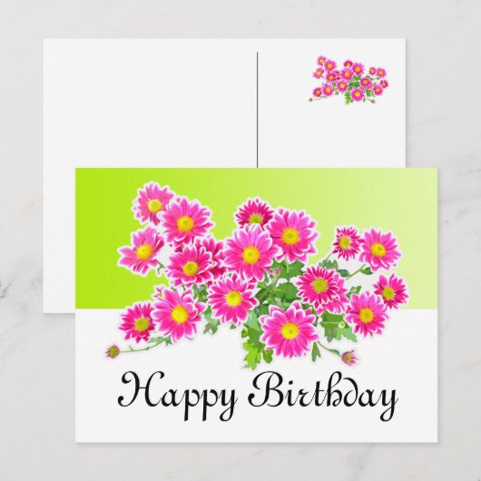 Roze Daisies / Asters Bouquet + jouw ideeën Briefkaart (Voorkant / Achterkant)