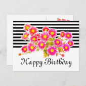 Roze Daisies / Asters Bouquet + jouw ideeën Briefkaart (Voorkant / Achterkant)