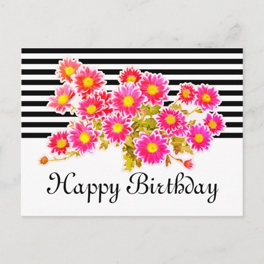 Roze Daisies / Asters Bouquet + jouw ideeën Briefkaart (Voorkant)