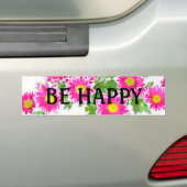 Roze Daisies / Asters Bouquet + jouw ideeën Bumpersticker (Op auto)