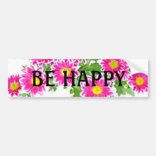 Roze Daisies / Asters Bouquet + jouw ideeën Bumpersticker