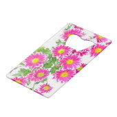 Roze Daisies / Asters Bouquet + jouw ideeën Creditkaart Flessenopener (Voorkant Gekanteld)