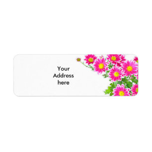 Roze Daisies / Asters Bouquet + jouw ideeën Etiket